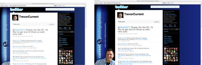 Twitter Page Viewed on a 14.1" and 13" Screen