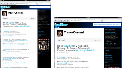 Twitter Page Viewed on an iPad